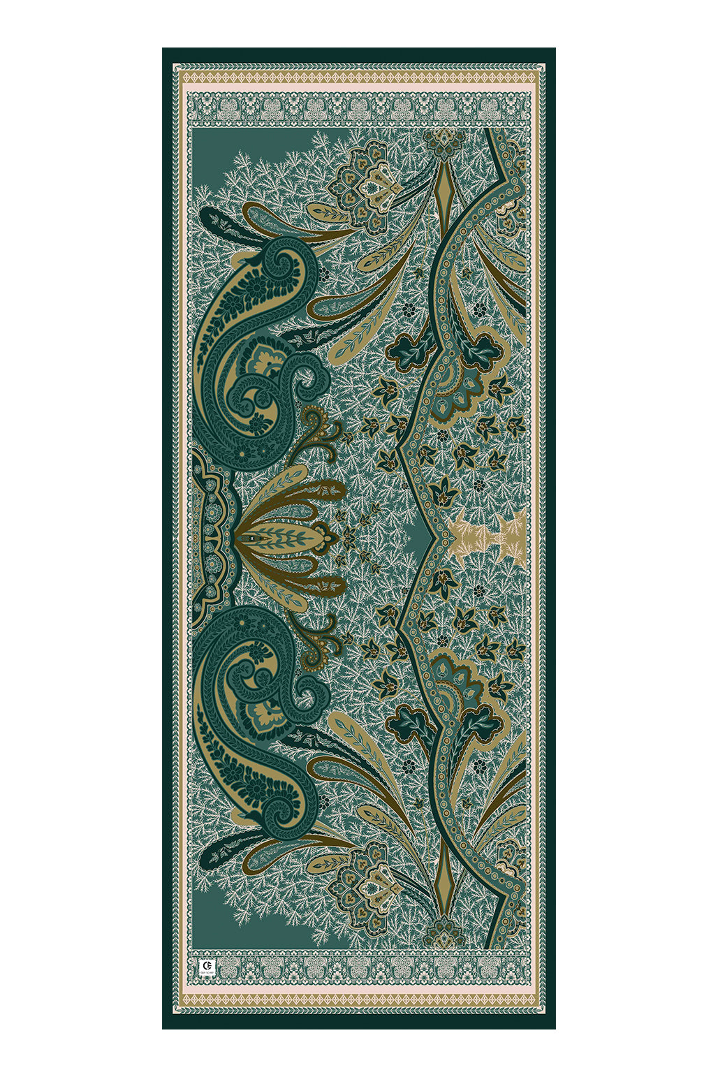 Cupra Prive Desenli Şal Blossom Zümrüt