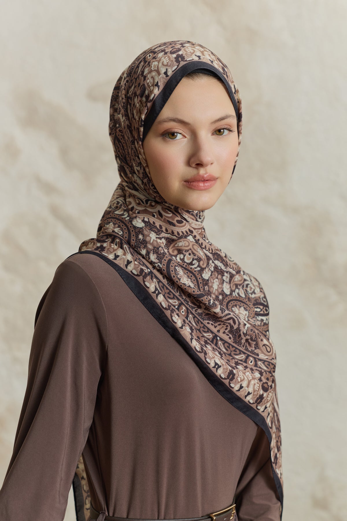 Cupra Prive Desenli Şal Saga Çikolata Kahve