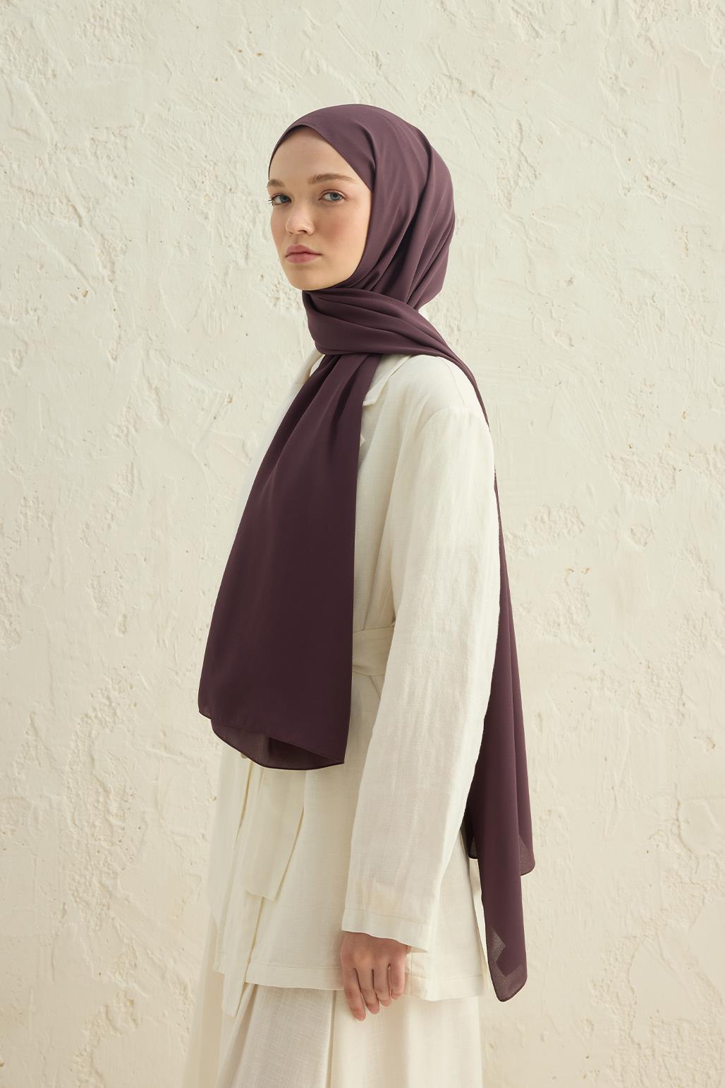 Daily Krep Şal Patlıcan Moru