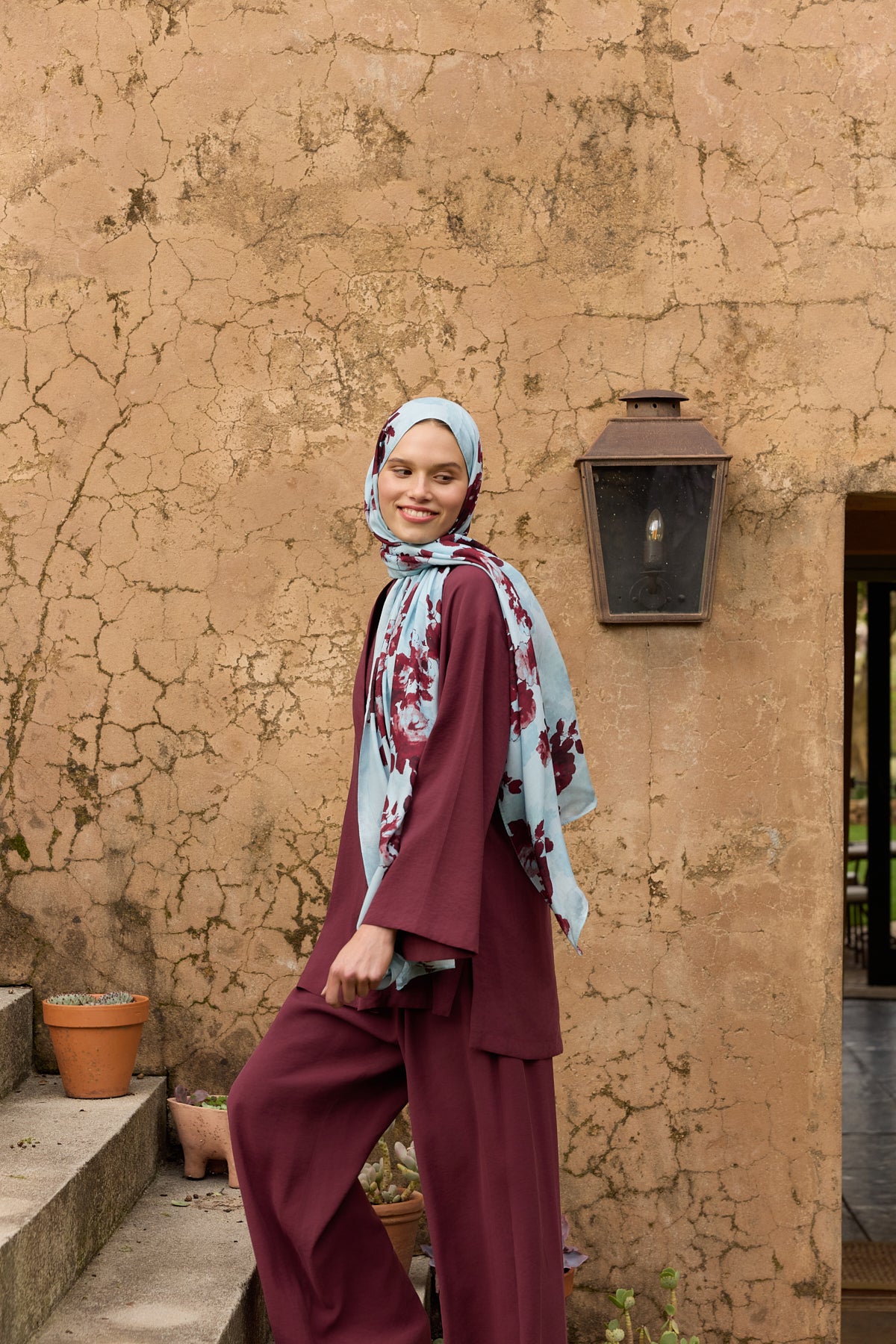 Deluxe Summer Flow Şal Bordo