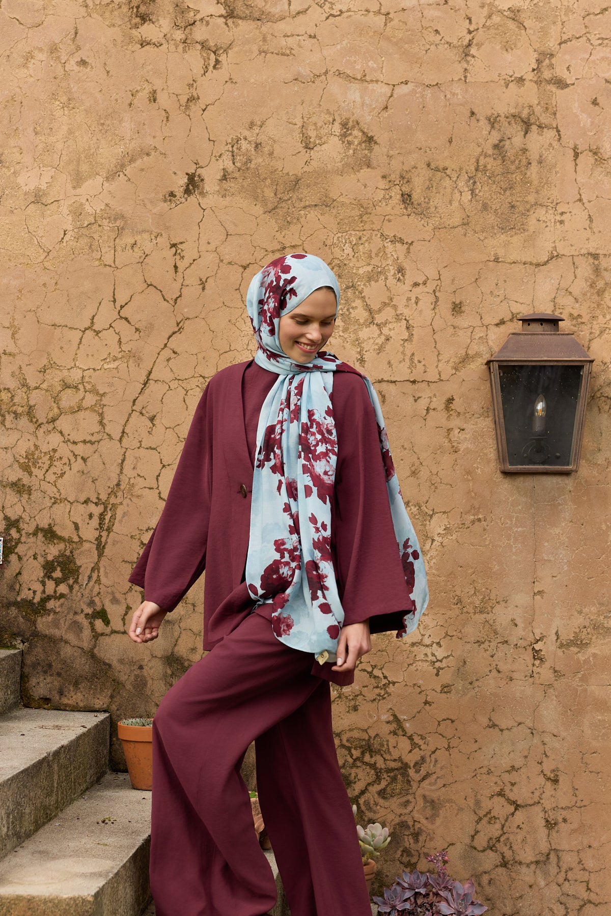 Deluxe Summer Flow Şal Bordo
