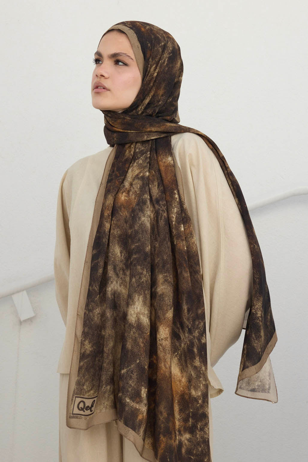 Deluxe Desenli Şal Kahve