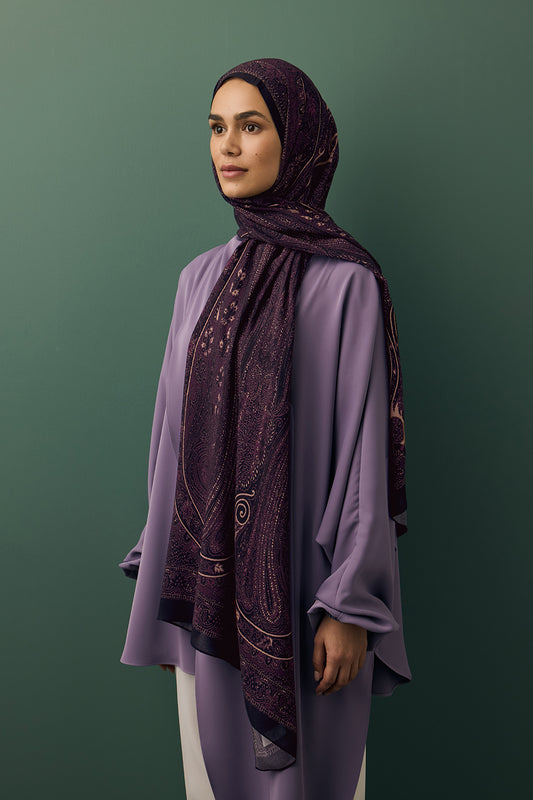 Deluxe Desenli Şal Noa Mürdüm