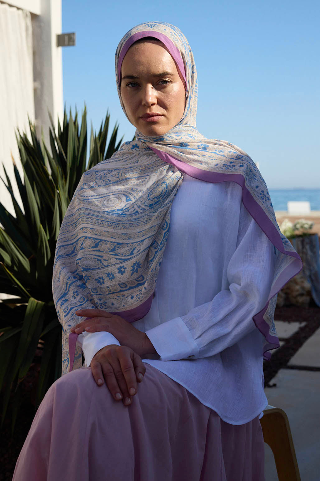 Deluxe Desenli Şal Pudra