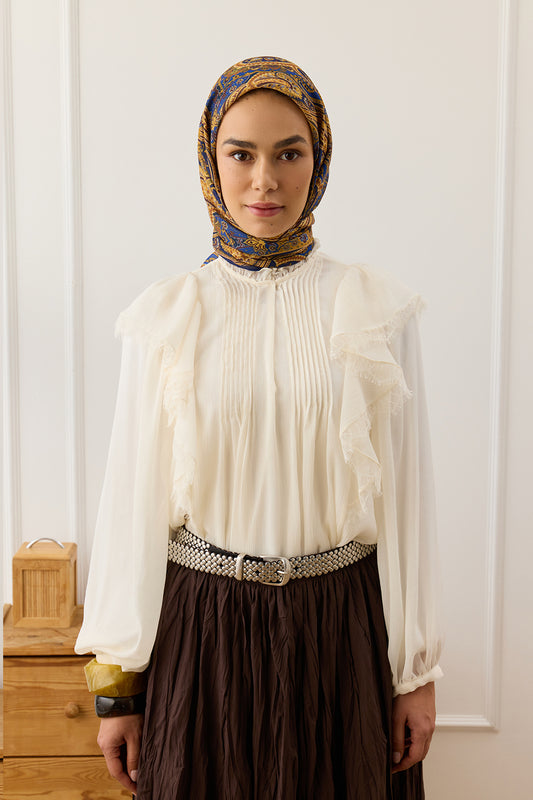 Desenli Pamuk Eşarp Olden