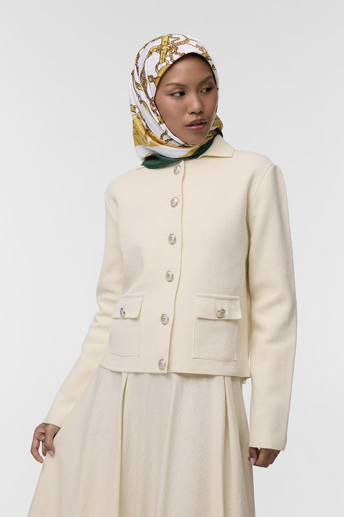 Desenli Twill İpek Eşarp Aglae