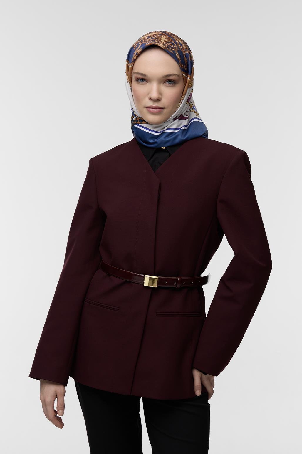 Desenli Twill İpek Eşarp Emily
