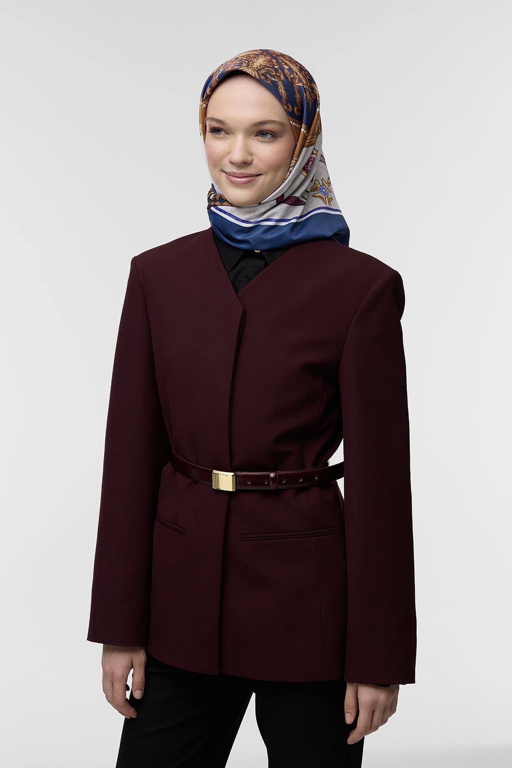Desenli Twill İpek Eşarp Emily