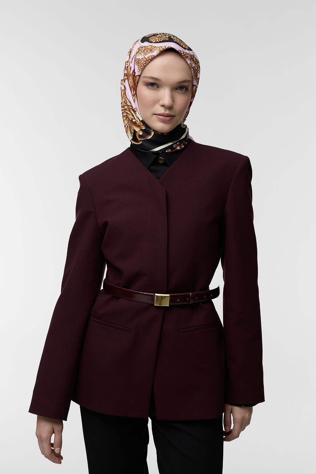 Desenli Twill İpek Eşarp Fiona