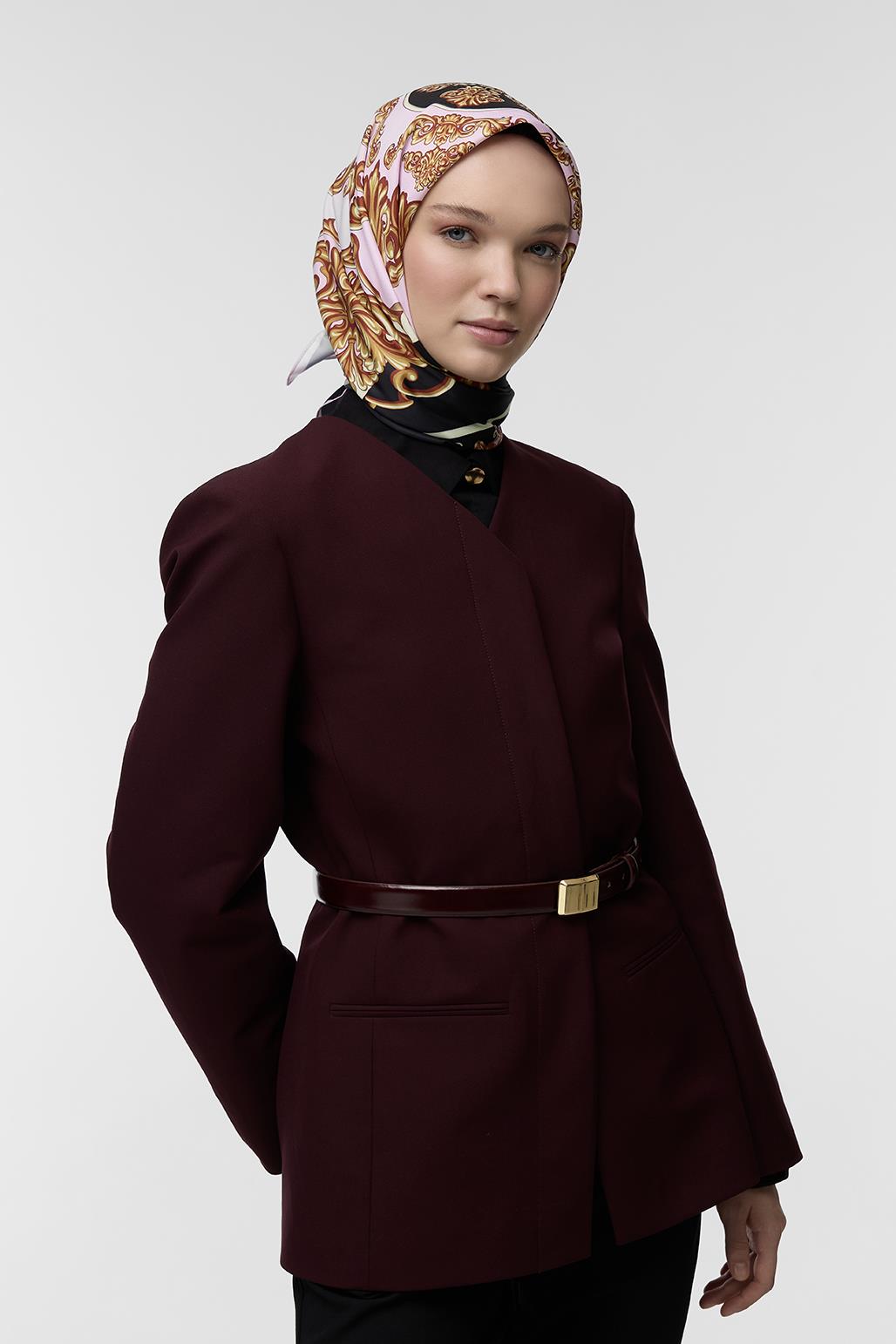 Desenli Twill İpek Eşarp Fiona