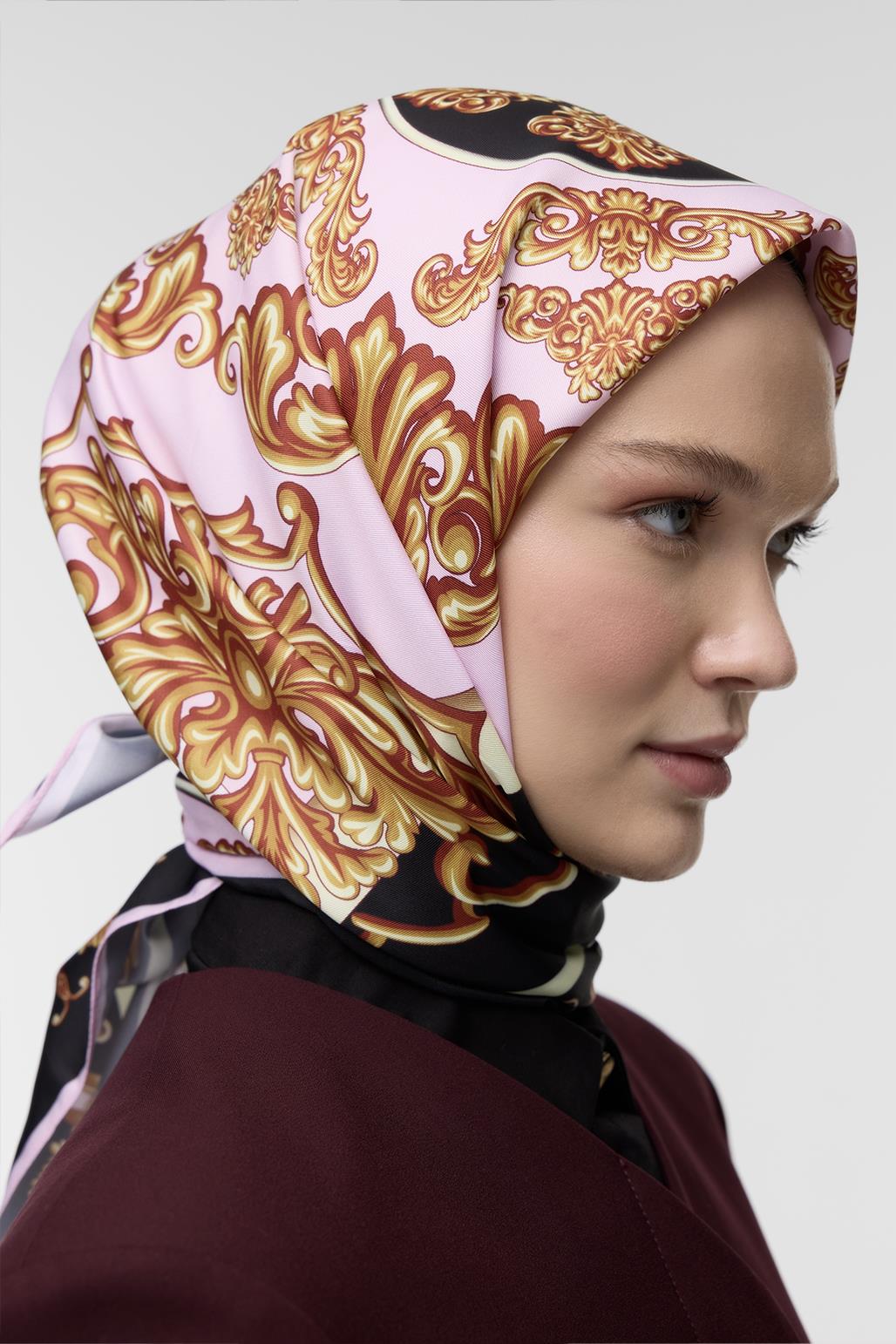 Desenli Twill İpek Eşarp Fiona