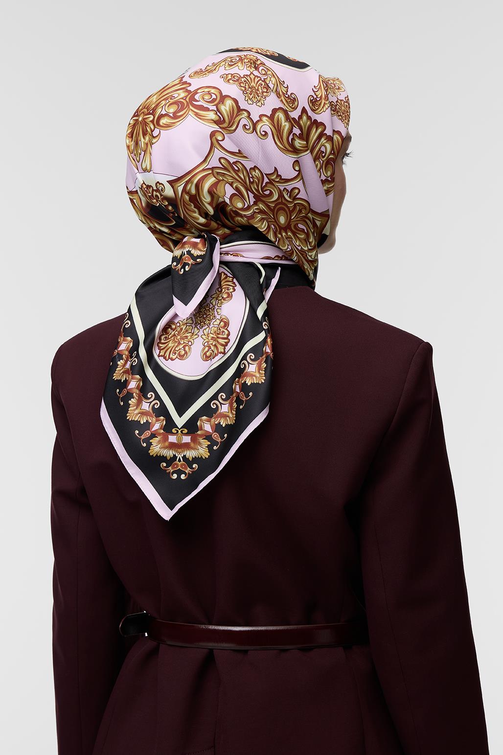 Desenli Twill İpek Eşarp Fiona