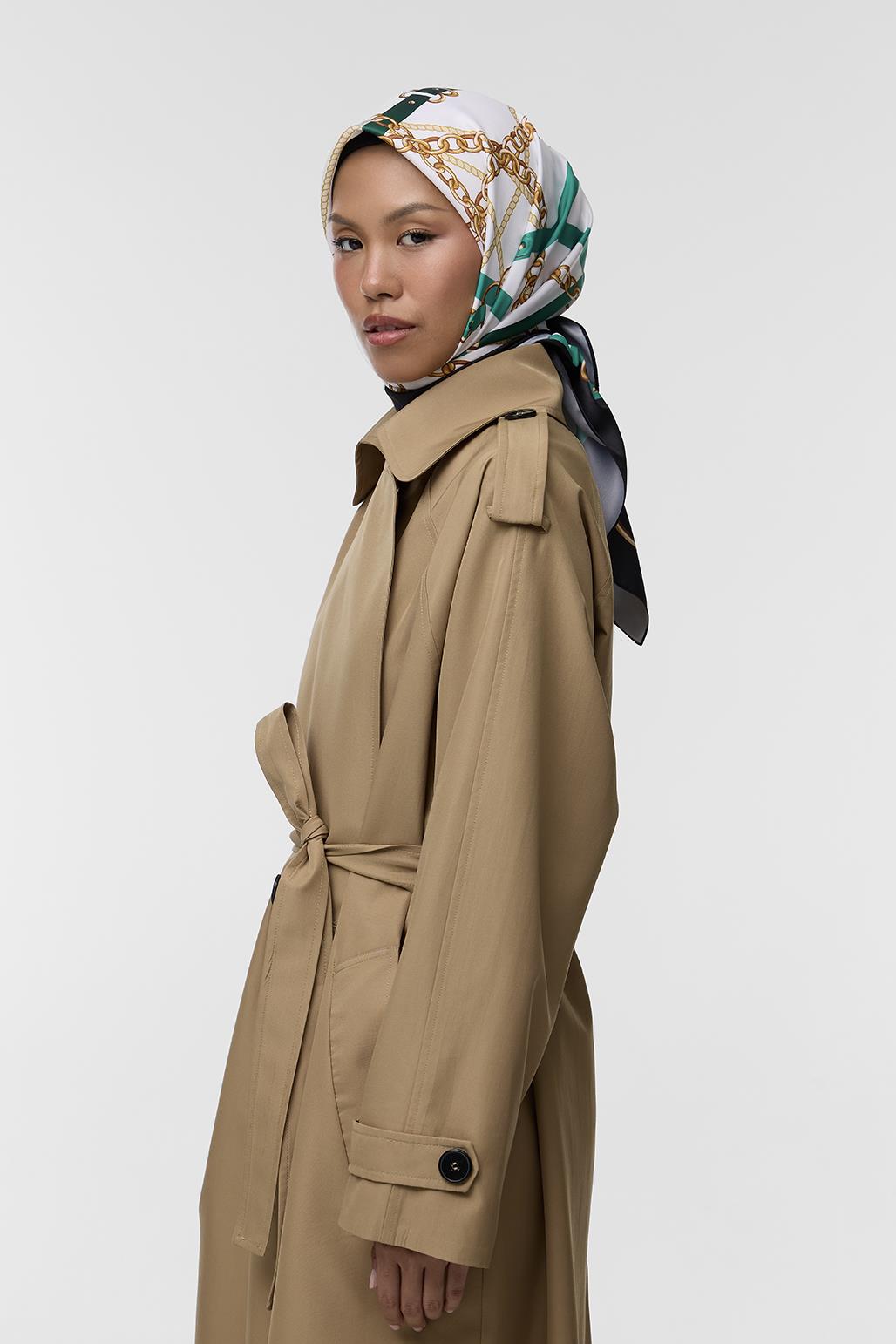 Desenli Twill İpek Eşarp Hannah