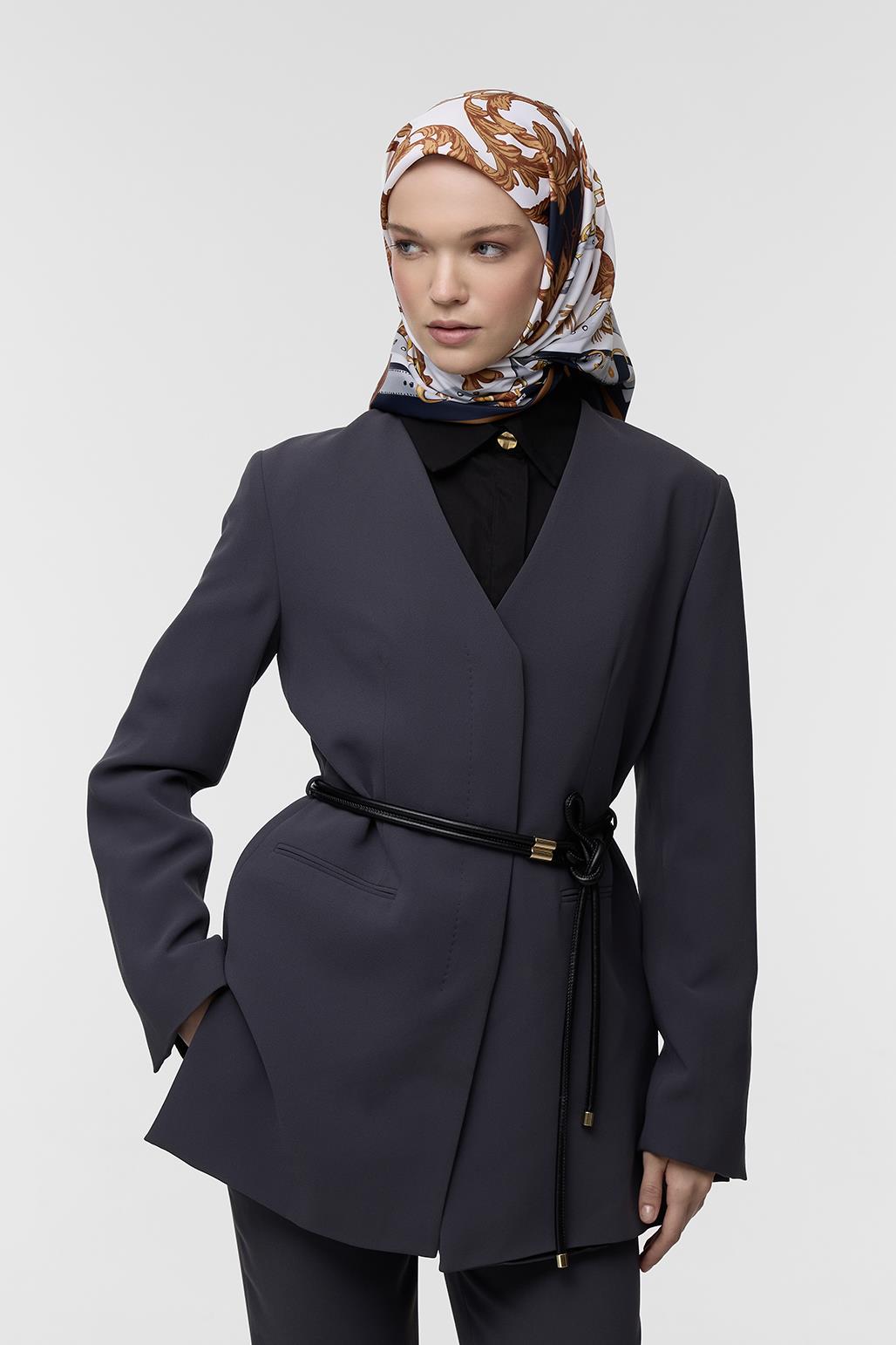 Desenli Twill İpek Eşarp Monika