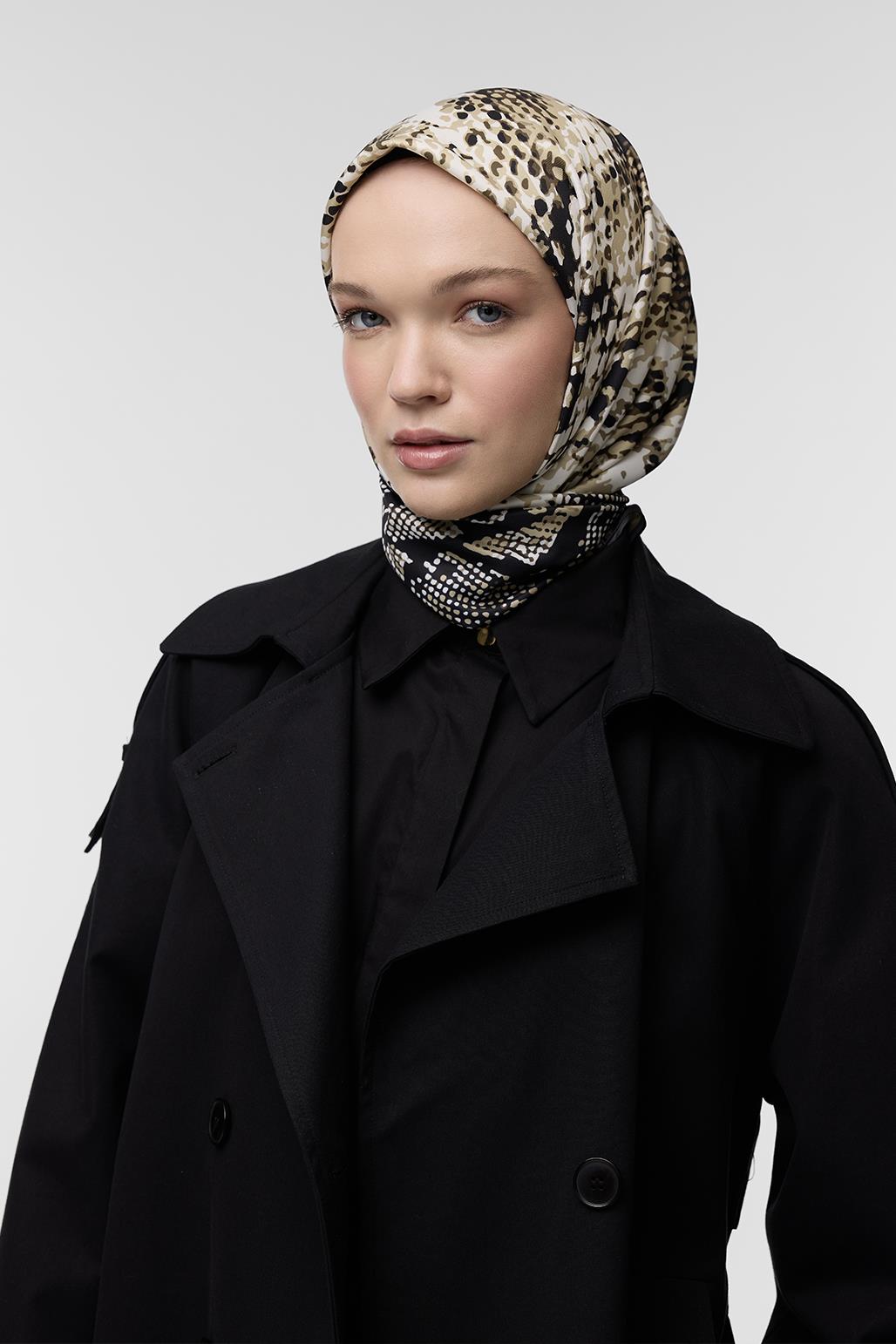 Desenli Twill İpek Eşarp Python