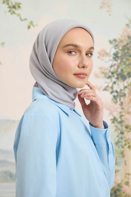 Floş Viskon Düz Eşarp Açık Gri