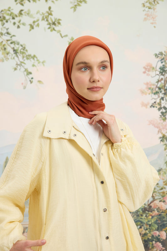 Floş Viskon Düz Eşarp Badem