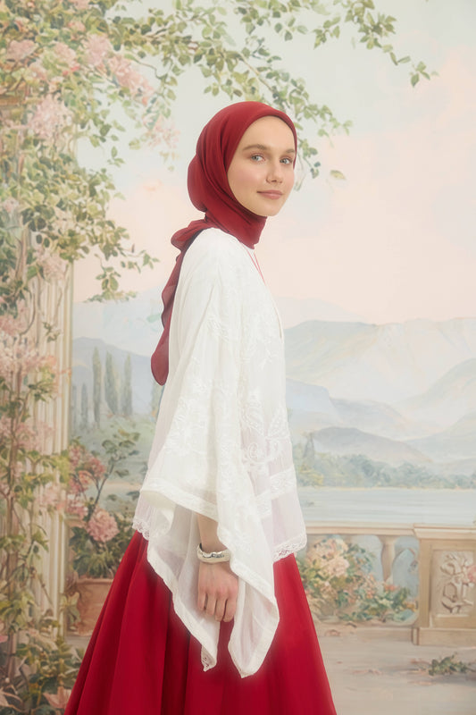 Floş Viskon Düz Eşarp Bordo