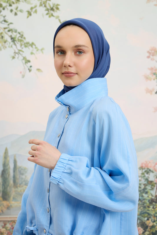 Floş Viskon Düz Eşarp İndigo