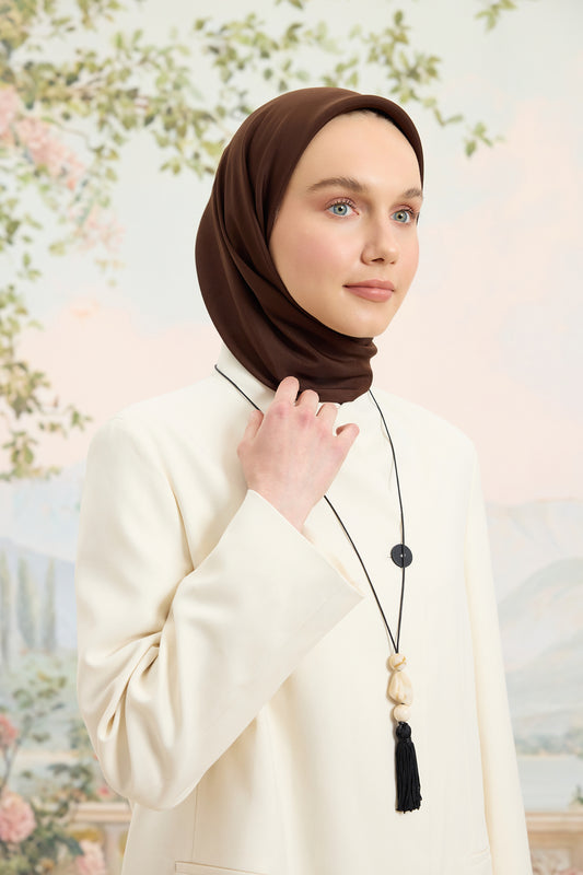 Floş Viskon Düz Eşarp Kahve