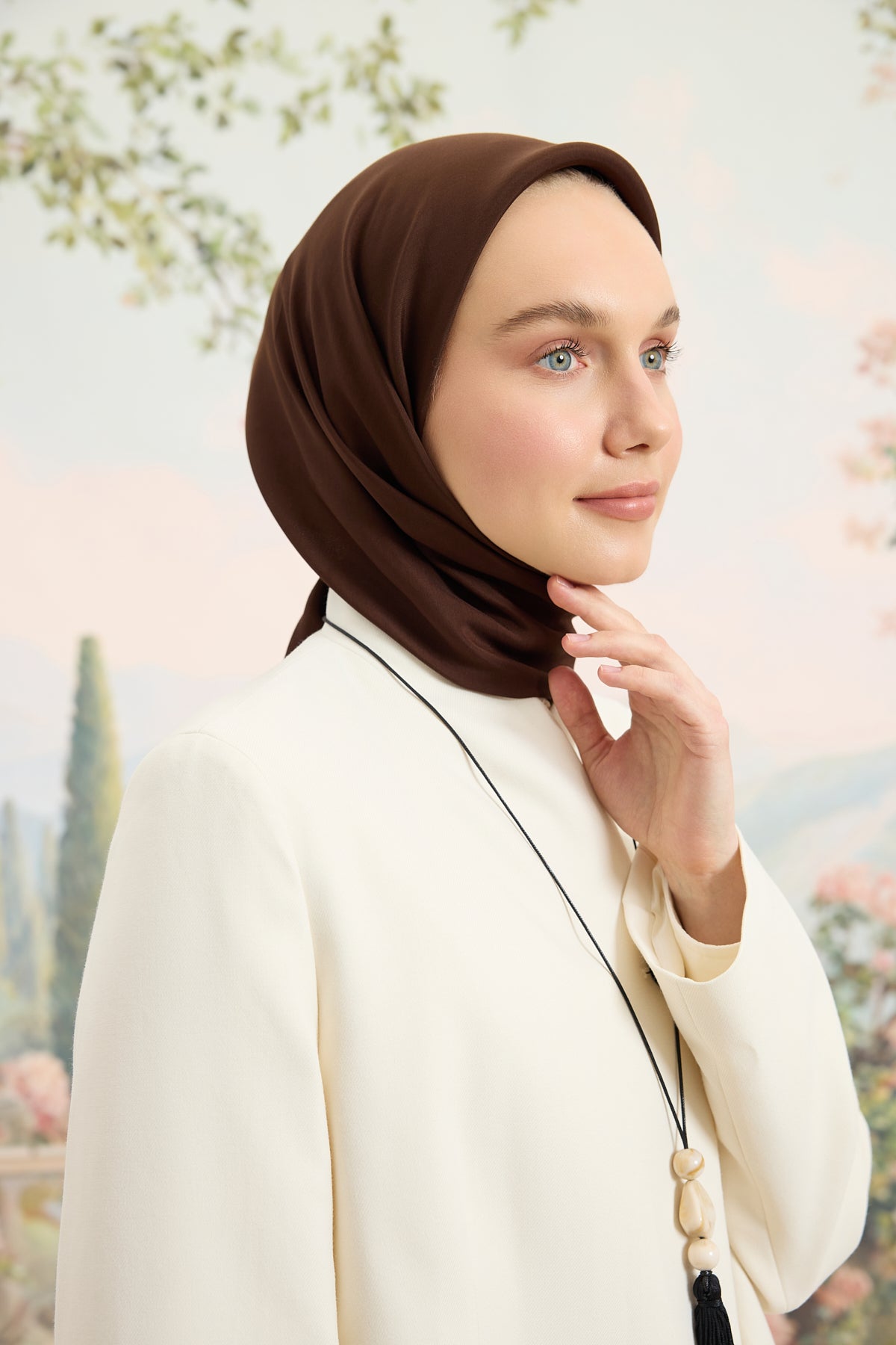Floş Viskon Düz Eşarp Kahve