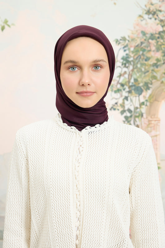 Floş Viskon Düz Eşarp Mürdüm