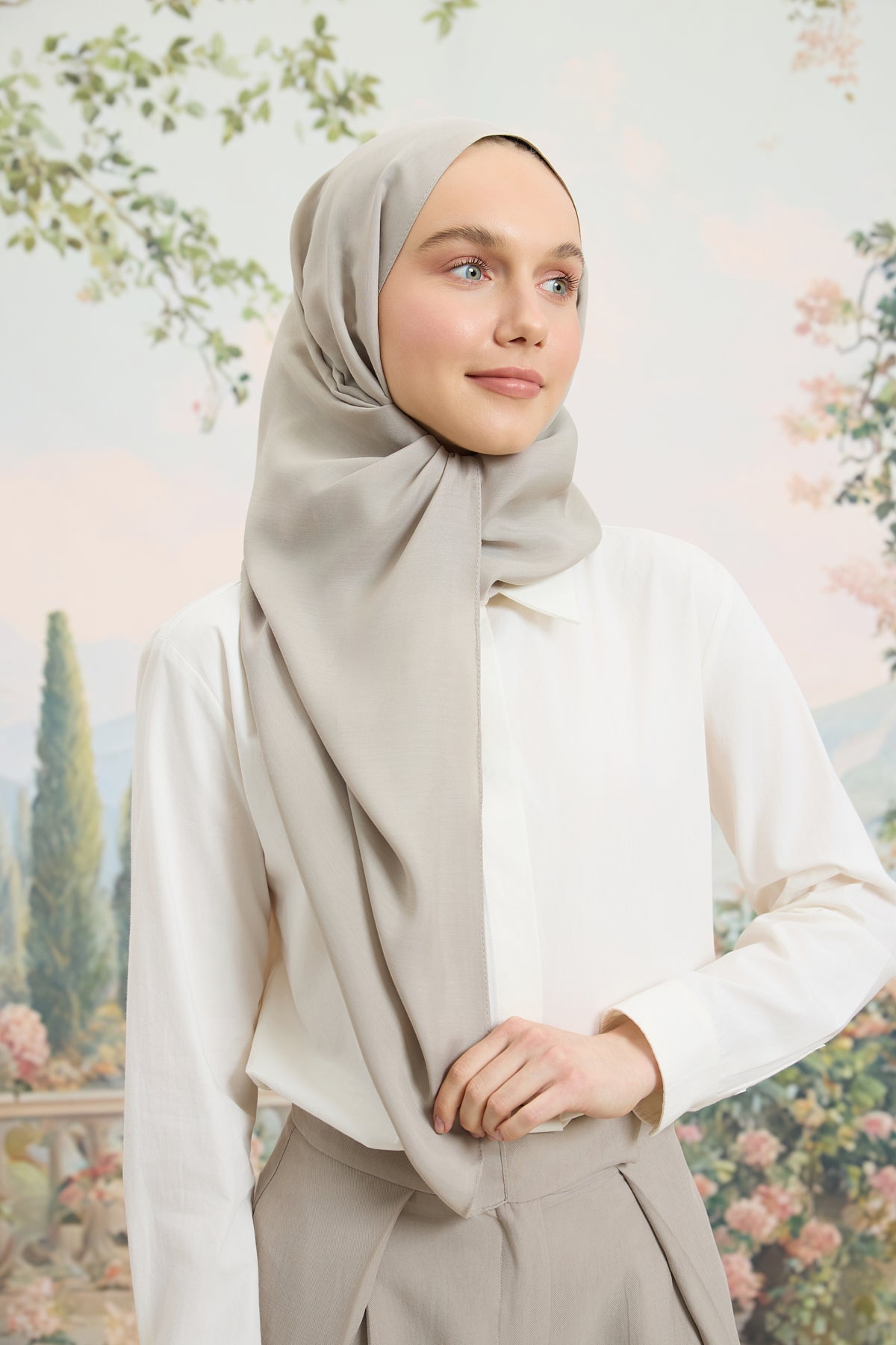 Floş Viskon Düz Şal Bej