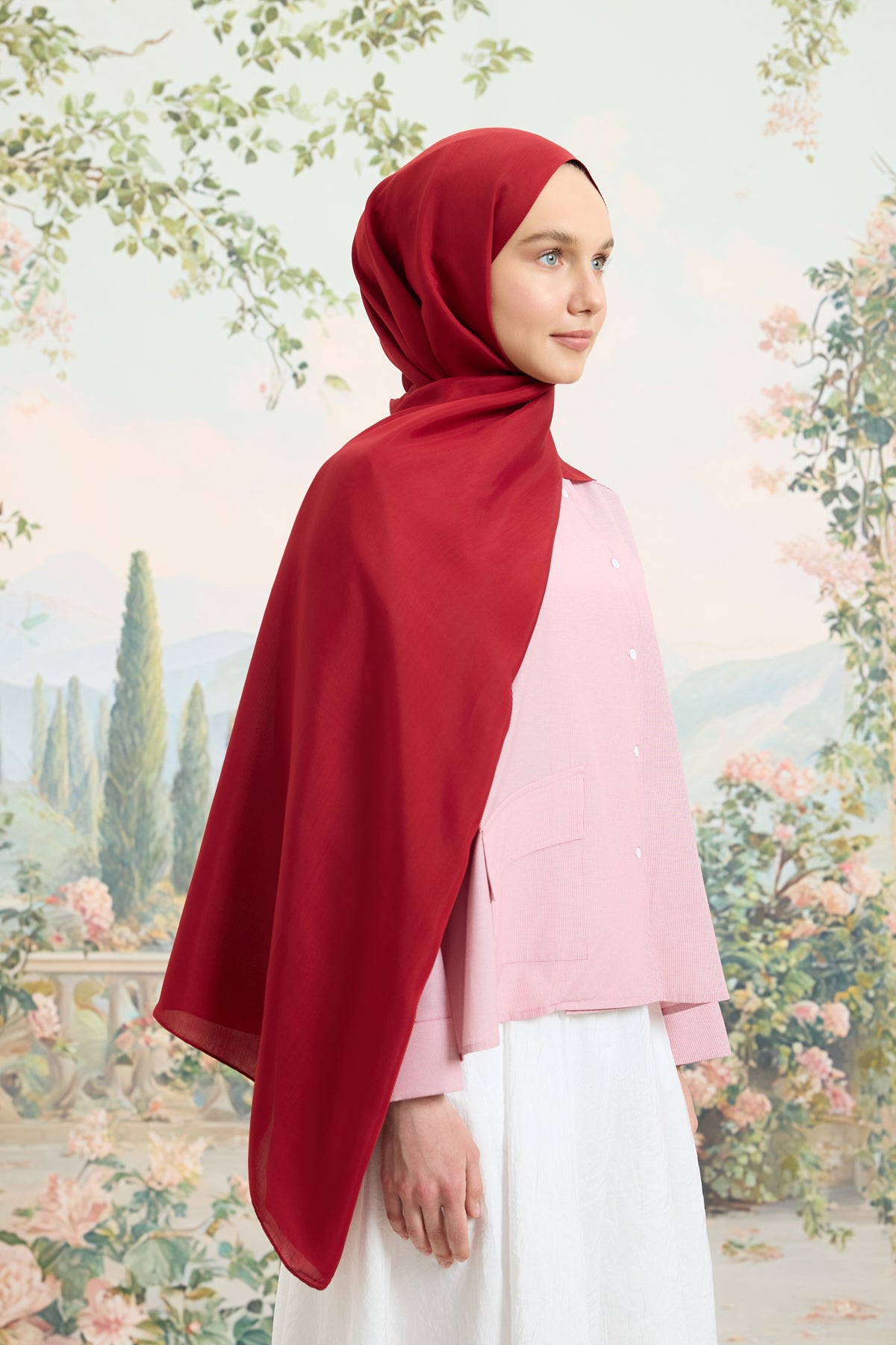Floş Viskon Düz Şal Bordo