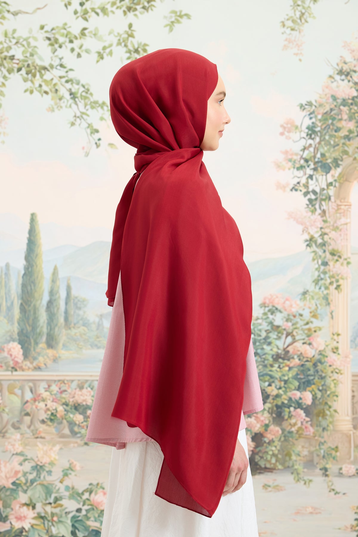 Floş Viskon Düz Şal Bordo