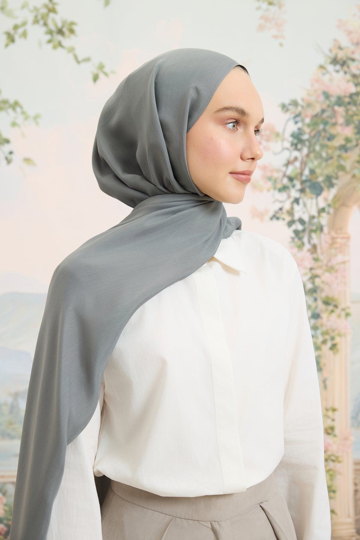 Floş Viskon Düz Şal Füme