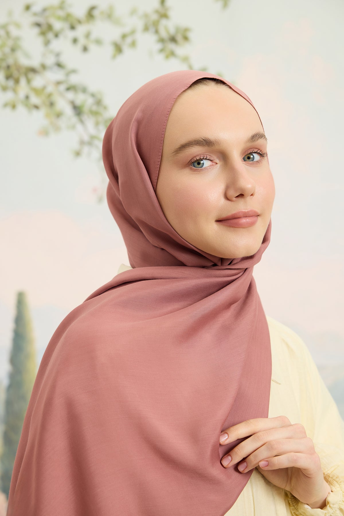 Floş Viskon Düz Şal Gül Kurusu