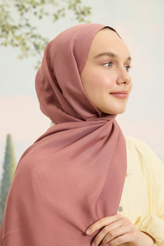 Floş Viskon Düz Şal Gül Kurusu