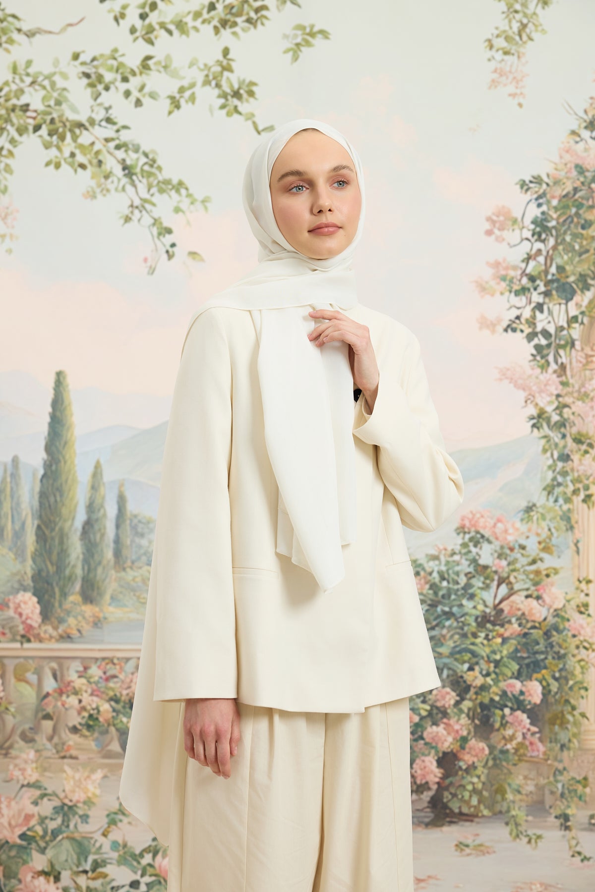 Floş Viskon Düz Şal İnci