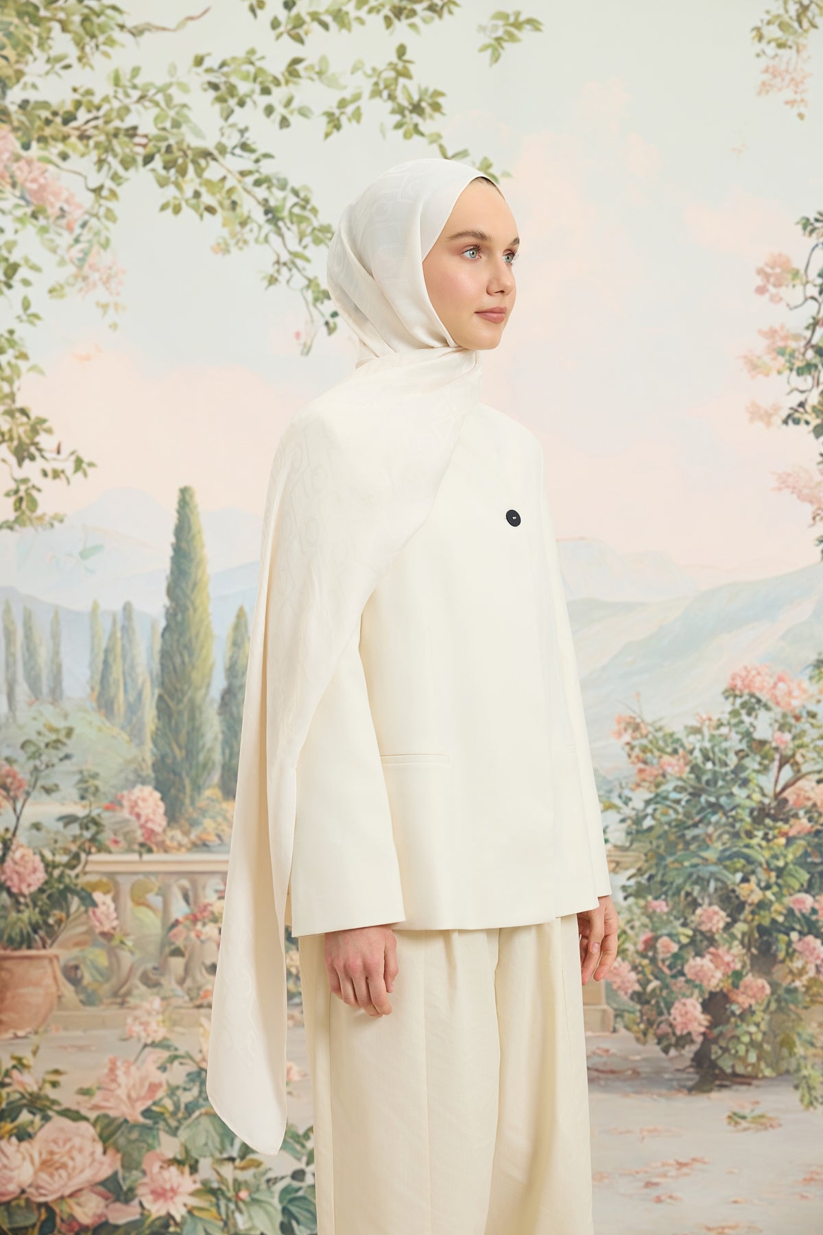 Floş Viskon Düz Şal İnci