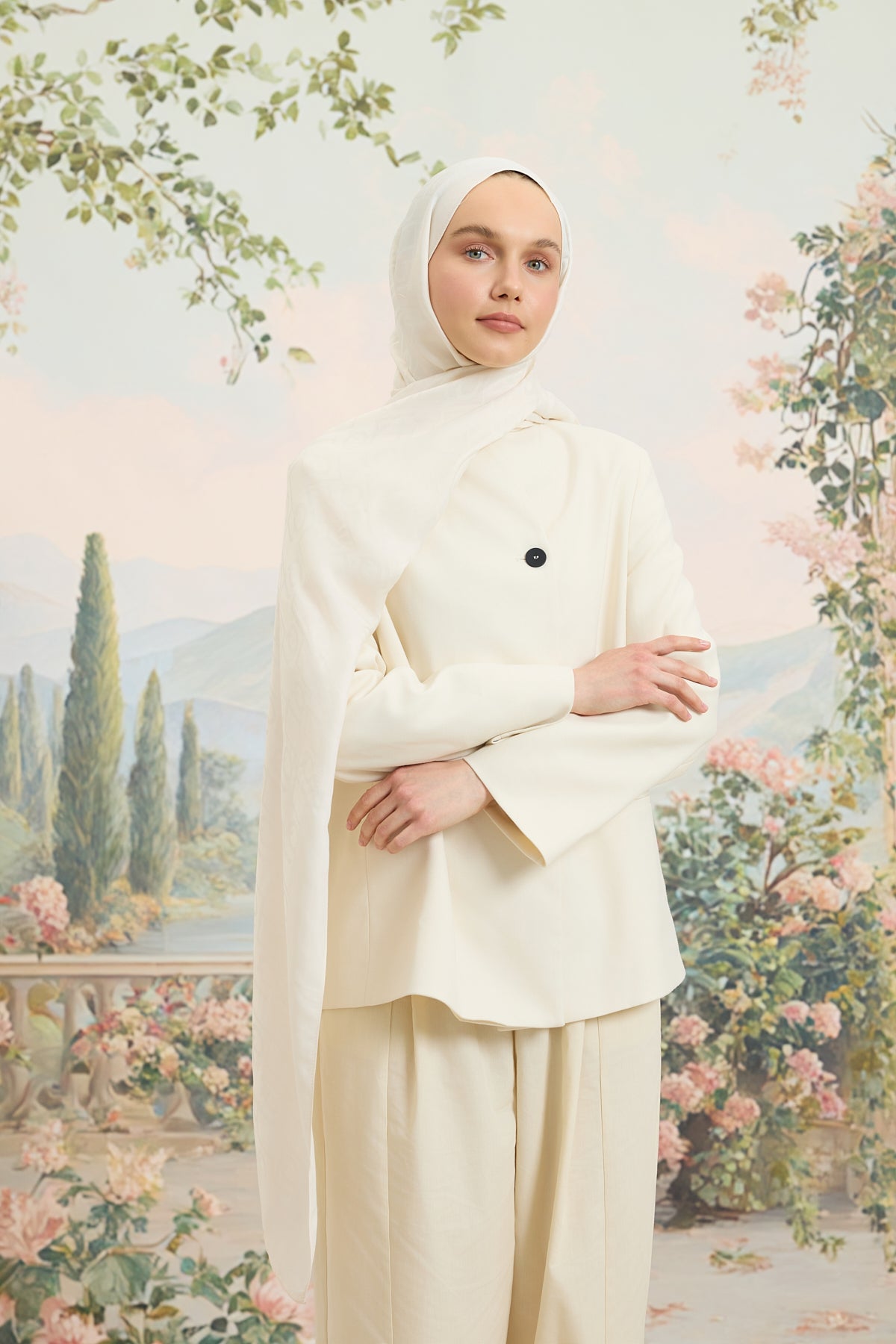 Floş Viskon Düz Şal İnci