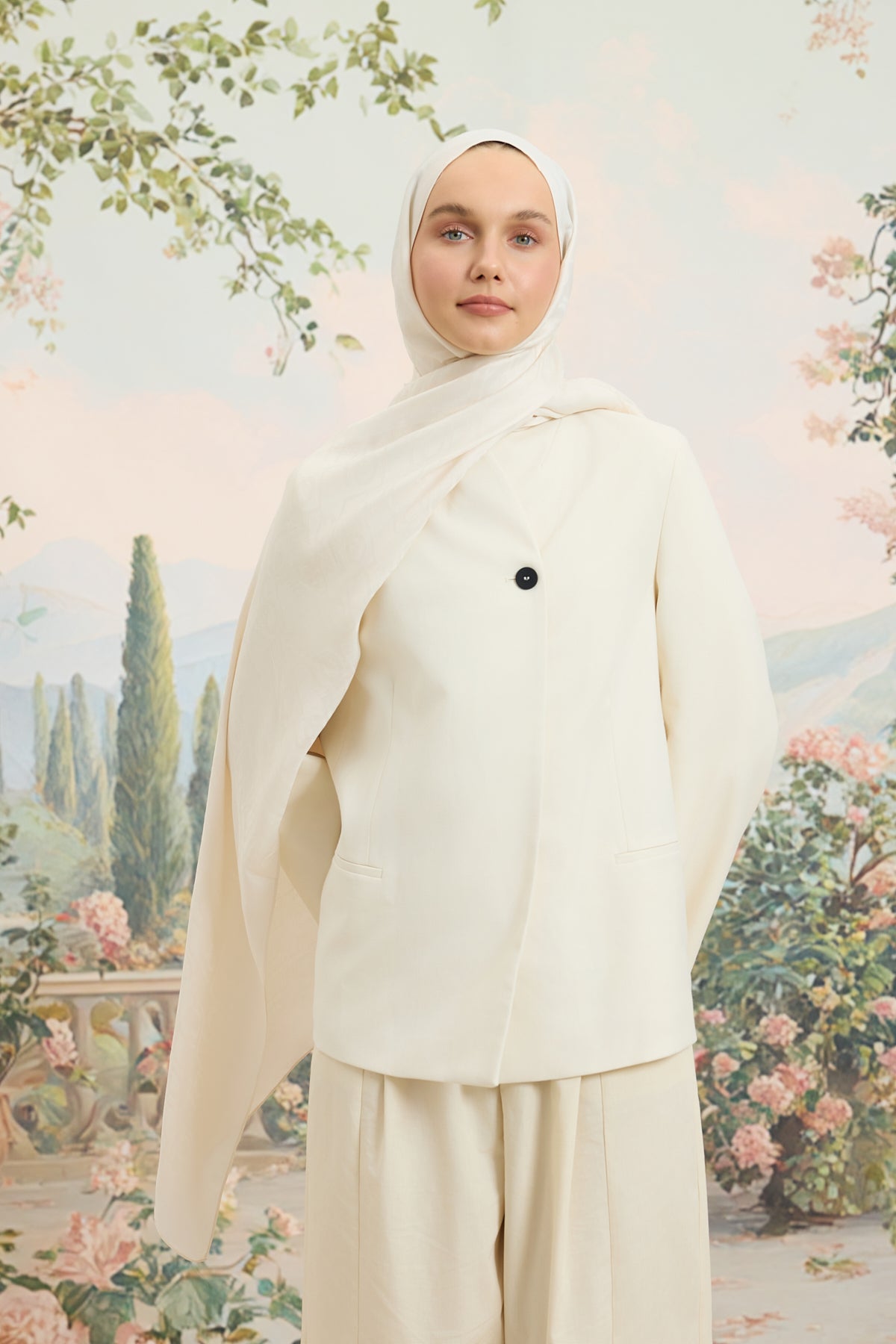 Floş Viskon Düz Şal İnci