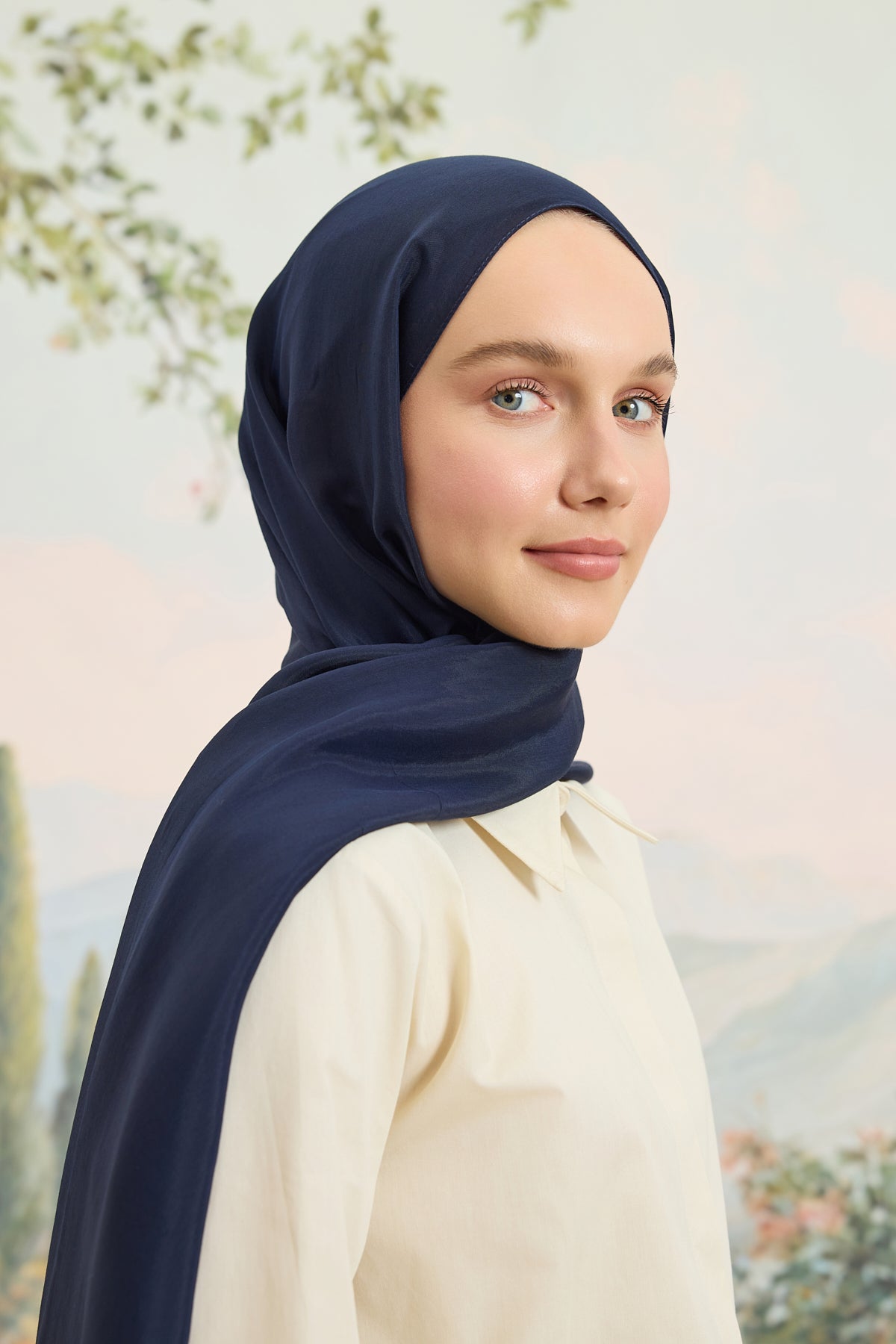 Floş Viskon Düz Şal Lacivert