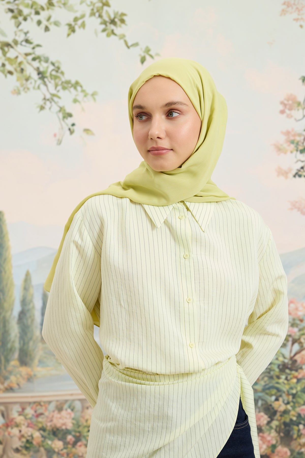 Floş Viskon Düz Şal Lime