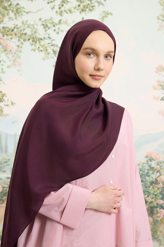 Floş Viskon Düz Şal Mürdüm