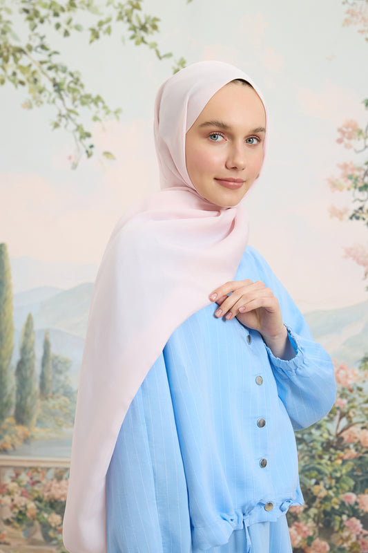 Floş Viskon Düz Şal Pudra