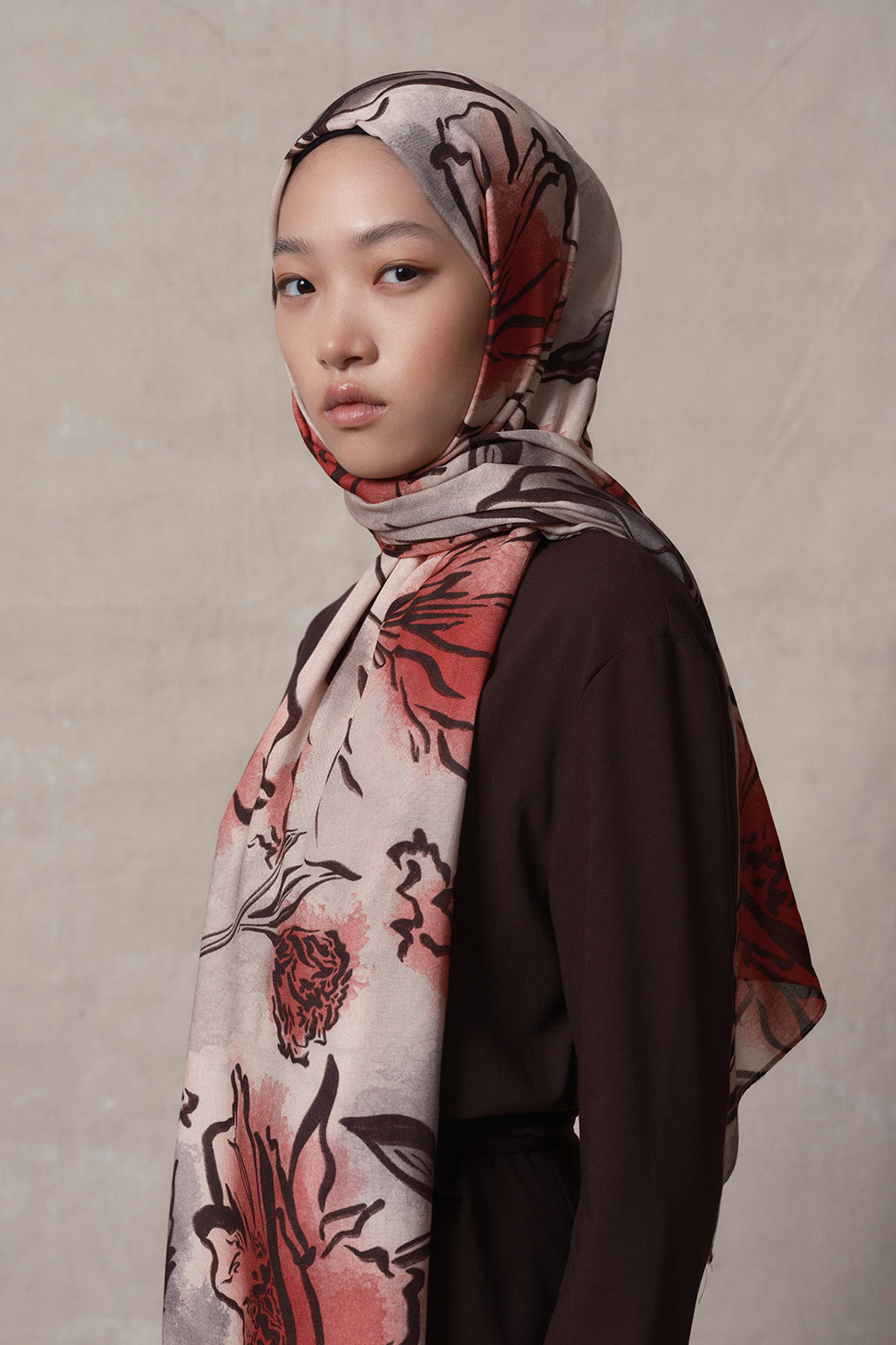 Modal Brush Şal Flower Garden Bordo