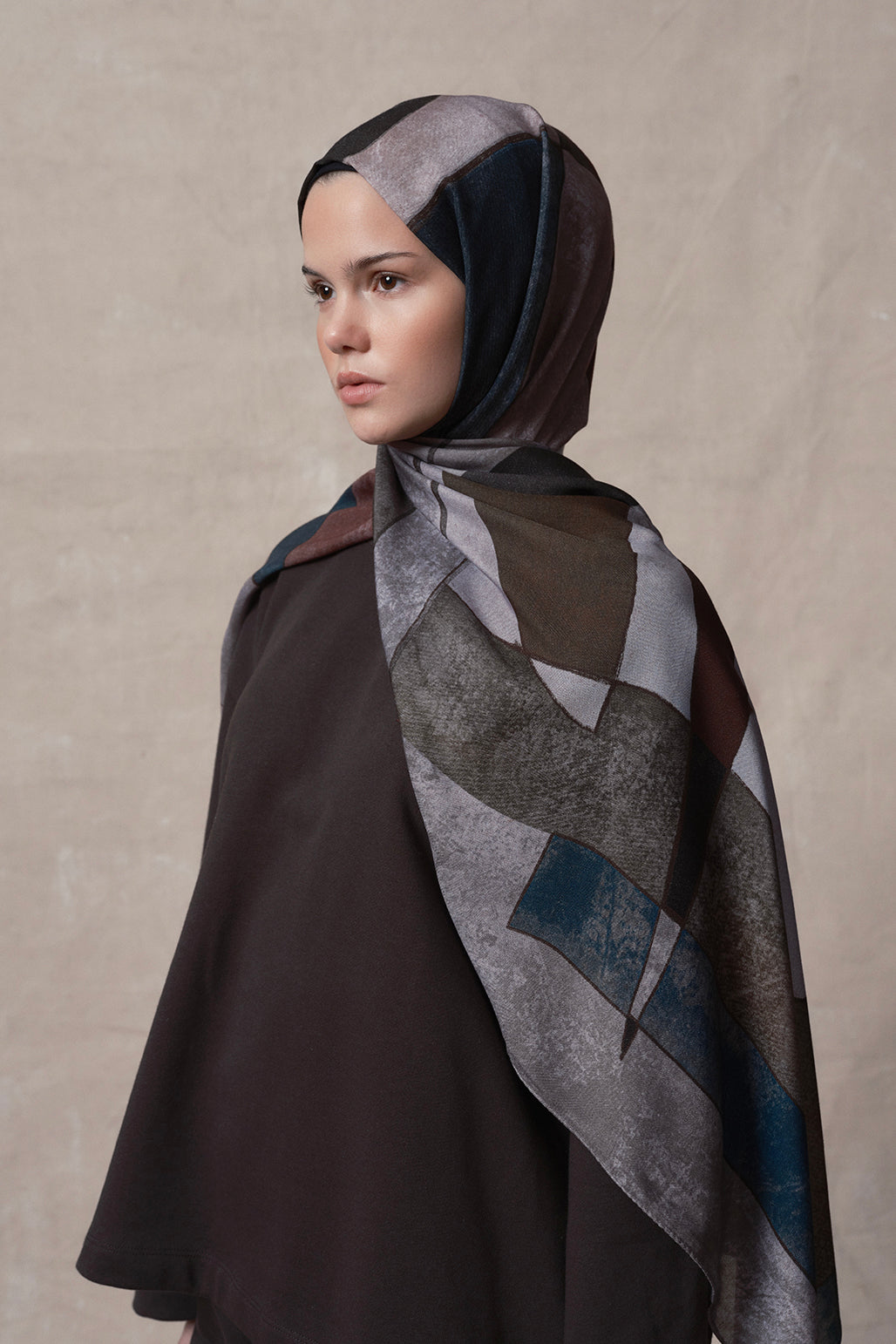 Modal Brush Şal Geometric Gri