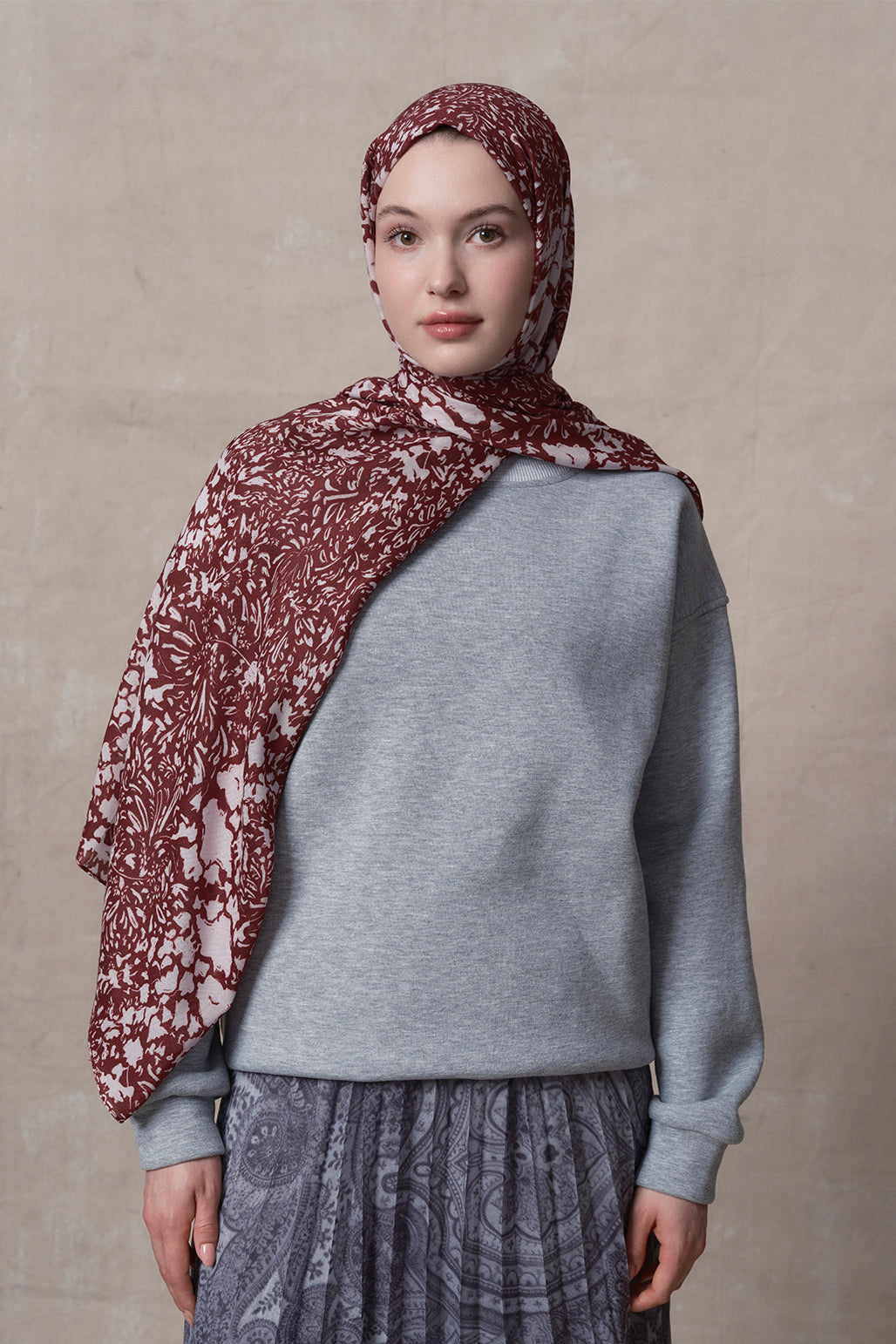 Modal Brush Şal Minimal Pattern Bordo