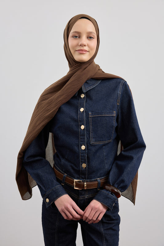 Organik Crash Şal Acı Kahve