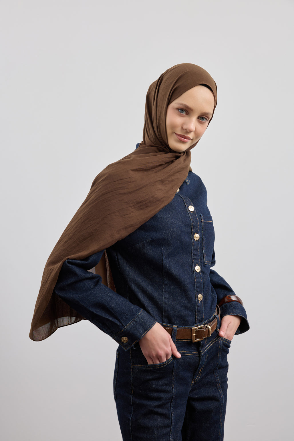 Organik Crash Şal Acı Kahve