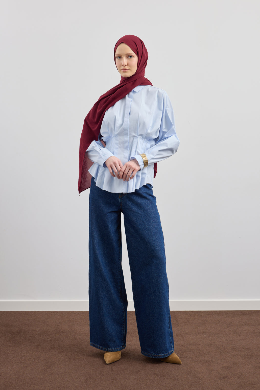 Organik Crash Şal Bordo