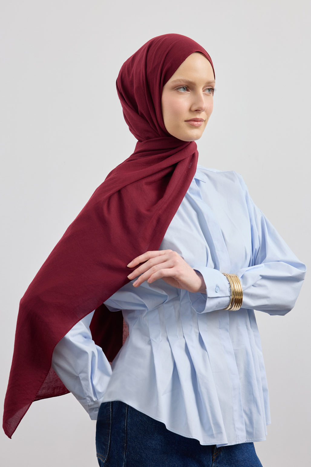 Organik Crash Şal Bordo