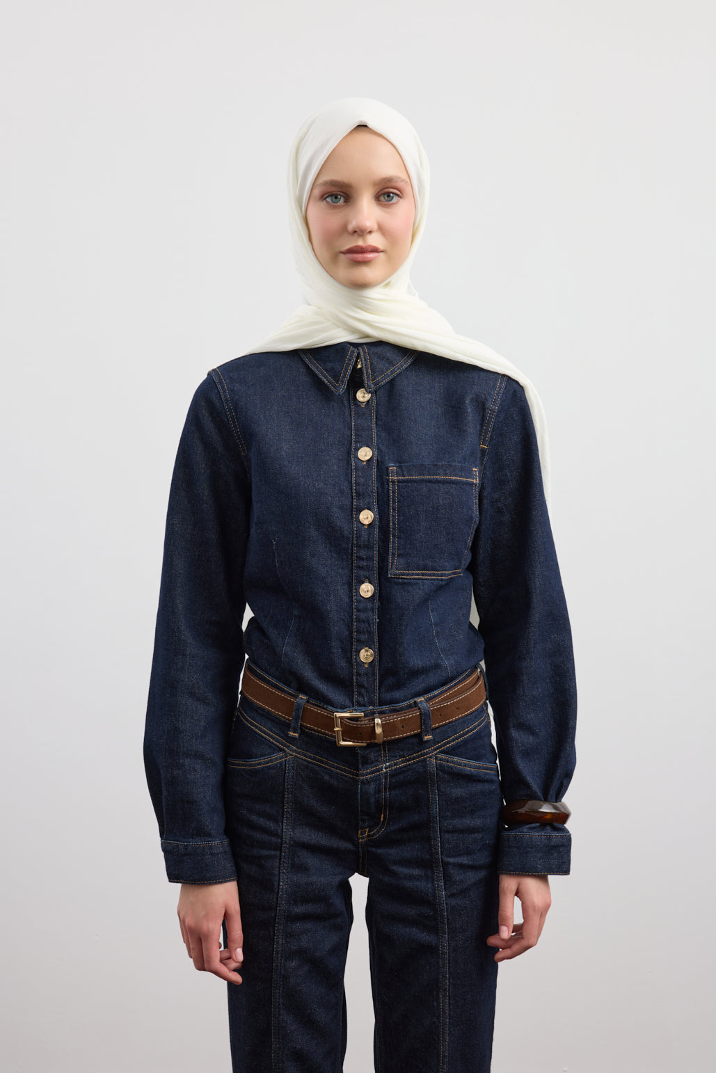 Organik Crash Şal Ekru