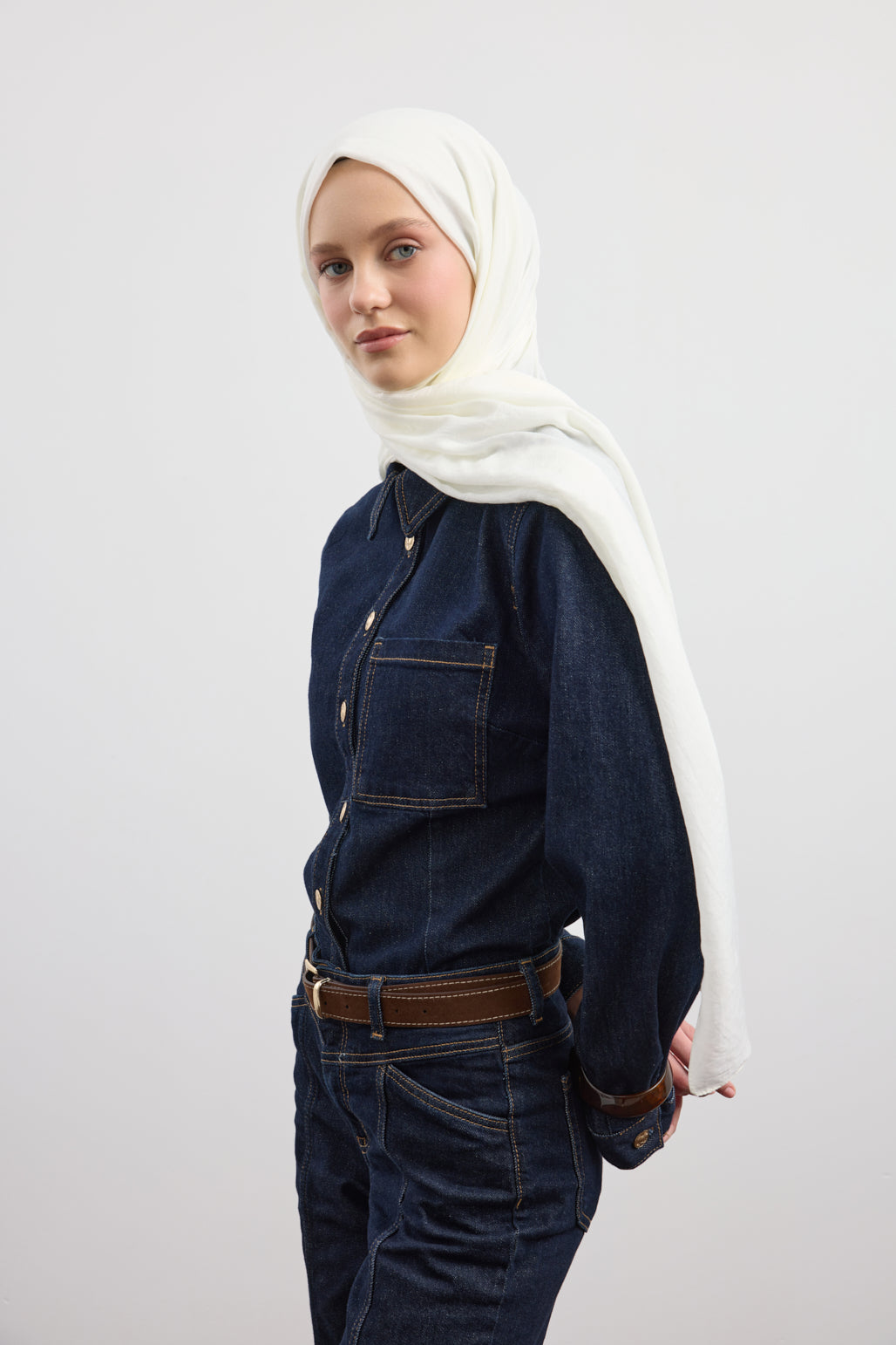 Organik Crash Şal Ekru