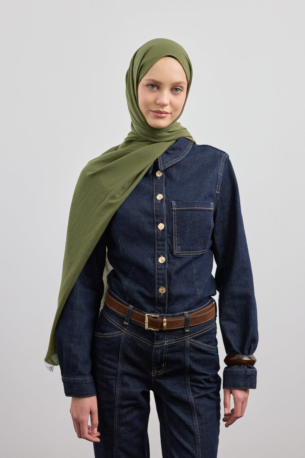 Organik Crash Şal Haki Yeşil